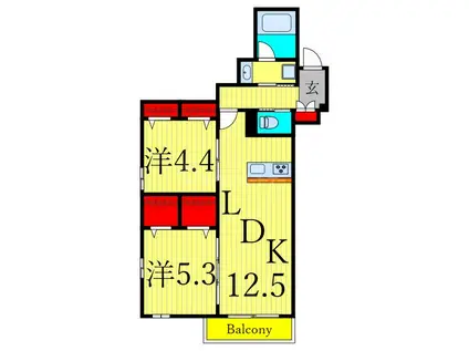 ヘーベルメゾン西葛西 E(2LDK/3階)の間取り写真