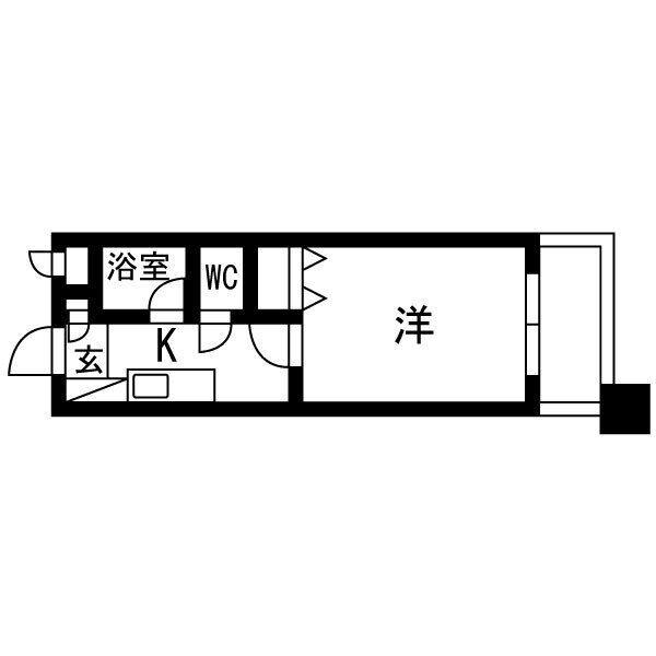 TKビル(1K/7階)の間取り写真