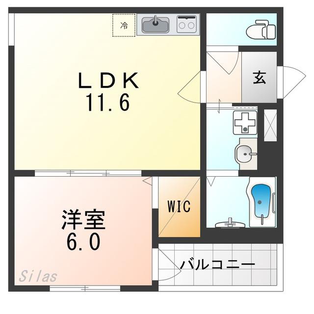 フジパレス百舌鳥八幡V番館(1LDK/1階)の間取り写真