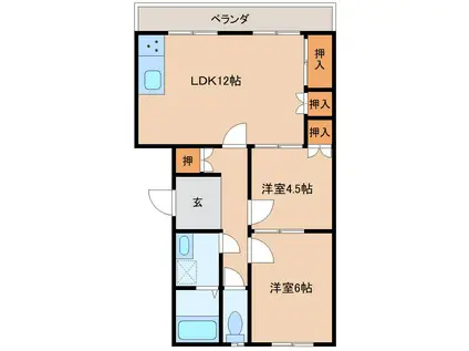 マイハウス6号(2LDK/3階)の間取り写真