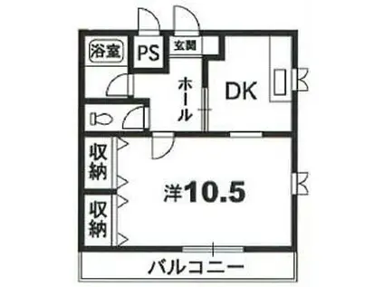 JR高徳線 吉成駅 徒歩17分 2階建 築30年(1DK/2階)の間取り写真