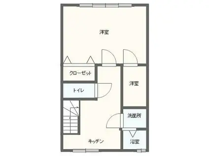 サンマリノ草野(2K/2階)の間取り写真