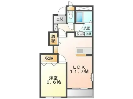 パストラル(1LDK/1階)の間取り写真
