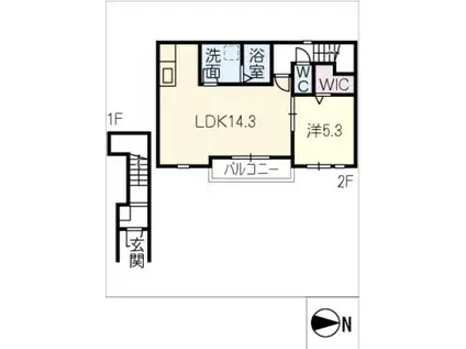 リーブルファイン成岩東町(1LDK/2階)の間取り写真