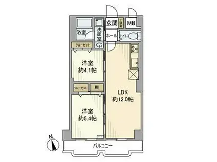 シャトレー町田ガーデン(2LDK/4階)の間取り写真