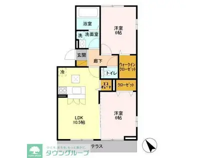 エーデルワイス(2LDK/1階)の間取り写真