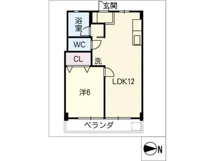 清住ビル(1LDK/3階)の間取り写真