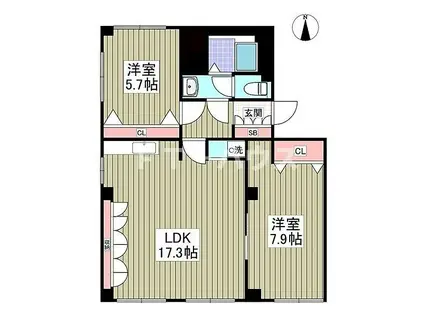 イイダコーポ(2LDK/B1階)の間取り写真