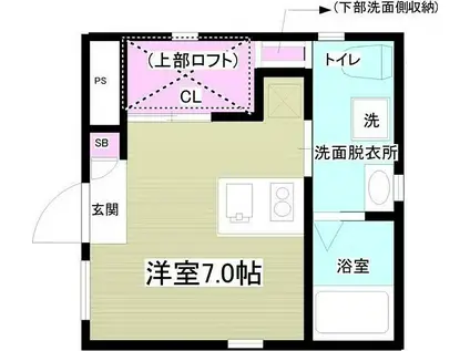 エレガンス・ヴィラ(ワンルーム/1階)の間取り写真