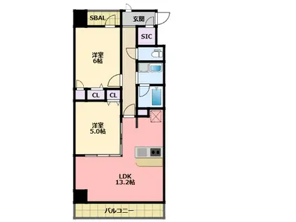 エーレックス西宮(2LDK/2階)の間取り写真