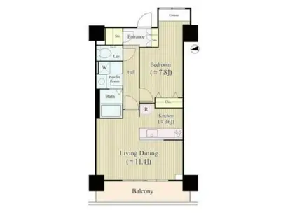 勝どきビュータワー(1LDK/27階)の間取り写真