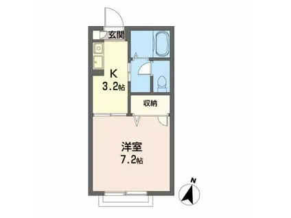 ジュネス郷ヶ丘(1K/1階)の間取り写真