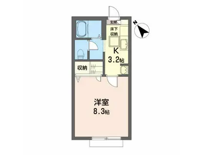 ボヌール(1K/1階)の間取り写真