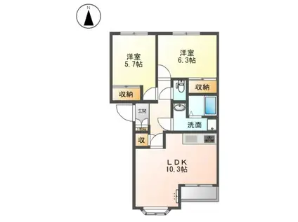 エーデルワイスII(2LDK/2階)の間取り写真