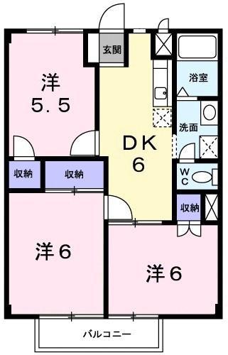 ニューシティ田中2(3DK/2階)の間取り写真