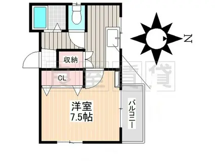 サンハイツ尾本(1K/3階)の間取り写真