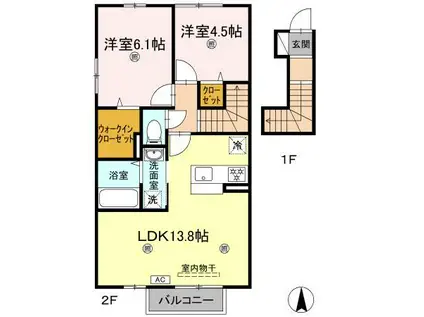 あいあい高木(2LDK/2階)の間取り写真