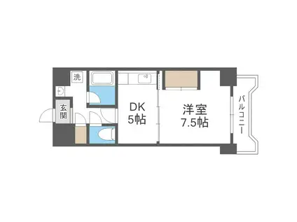 ドミ18ロイヤル(1DK/4階)の間取り写真