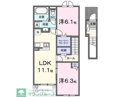 セレナヴィータI(2LDK/2階)の間取り写真