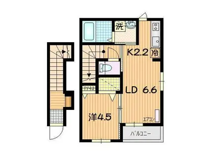 カーサフェリーチェ(1LDK/2階)の間取り写真