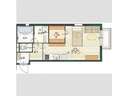 カーサドマーニ(ワンルーム/2階)の間取り写真