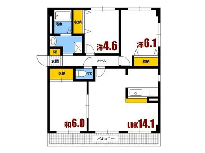 リマージュ南本町(2SLDK/3階)の間取り写真