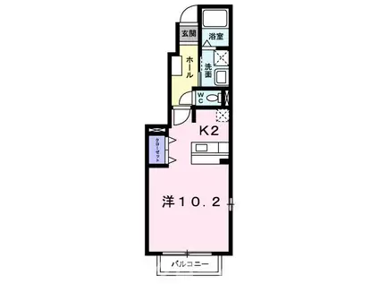 フレンドリーKUBOB(ワンルーム/1階)の間取り写真
