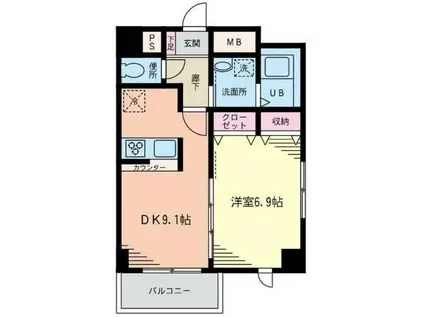 フォーレスト清水橋(1LDK/4階)の間取り写真