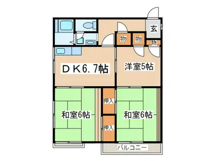 メゾンド ソレーユ(3DK/2階)の間取り写真