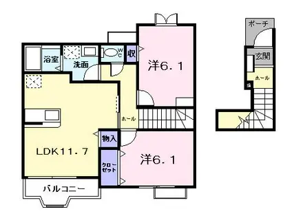 マンダリーノ(2LDK/2階)の間取り写真