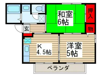 ハイツ・フォーローゼズ(2K/2階)の間取り写真