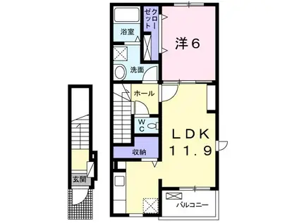 アンダンテ(1LDK/2階)の間取り写真