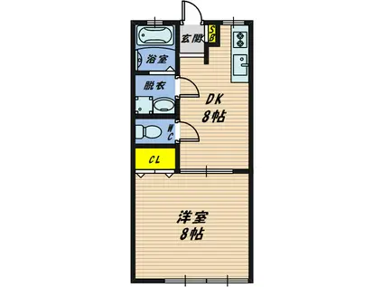栄コーポ(1DK/3階)の間取り写真