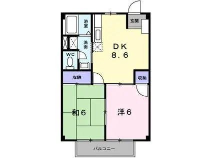 メゾンワタヌキ(2DK/1階)の間取り写真