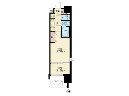 AELL OSAKA イースト(2K/4階)の間取り写真