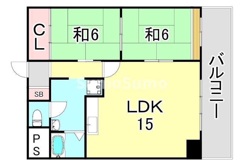 飛鳥グランドパレス(2LDK/1階)の間取り写真