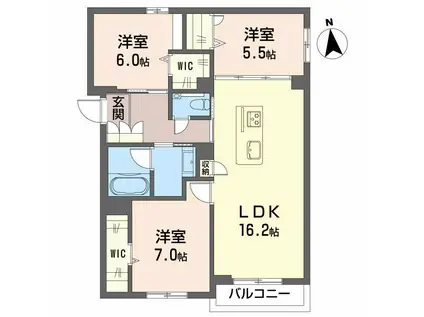 MT.BILLION β(3LDK/2階)の間取り写真