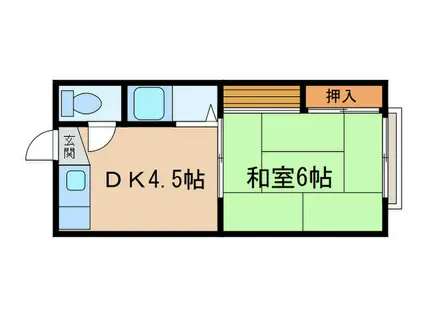 カクタス荘(1DK/1階)の間取り写真