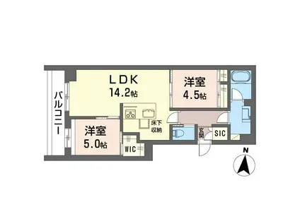 ビューシエル(2LDK/1階)の間取り写真