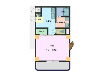 ジュネス(1K/2階)の間取り写真