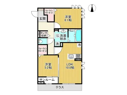 ミライエ・ルッソ(2LDK/1階)の間取り写真