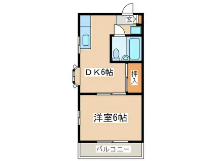 西尾ハイツ(1DK/2階)の間取り写真