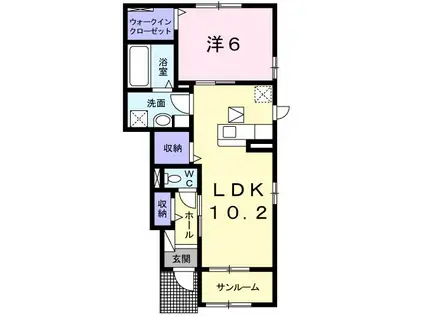 レジーナ・10(1LDK/1階)の間取り写真
