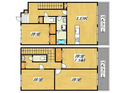 ガーデンハイツ加美C棟(4LDK/4階)の間取り写真