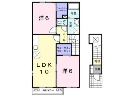 ブルックサイド(2LDK/2階)の間取り写真