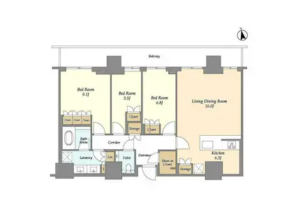 ブランズ渋谷桜丘(3LDK/26階)の間取り写真