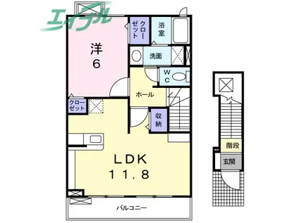 エムズ フォレスト(1LDK/2階)の間取り写真