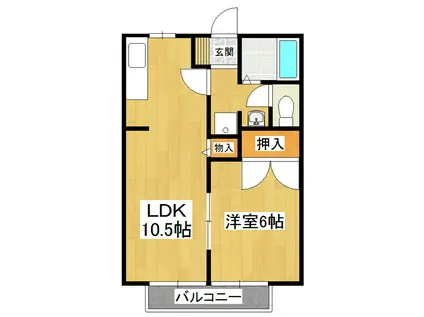 パステルメゾン柳F(1LDK/2階)の間取り写真