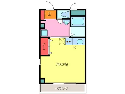 M Sビル(1K/3階)の間取り写真