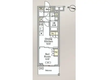 ミレーネ滝野川(1DK/2階)の間取り写真